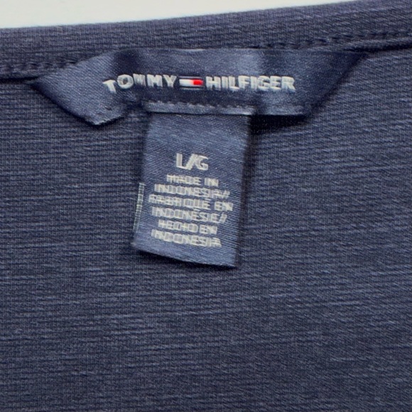 Tommy Hilfiger NWT Women’s 3/4 Sleeve Navy Dress Faux Wrap Leather Buckle Large - Picture 7 of 10